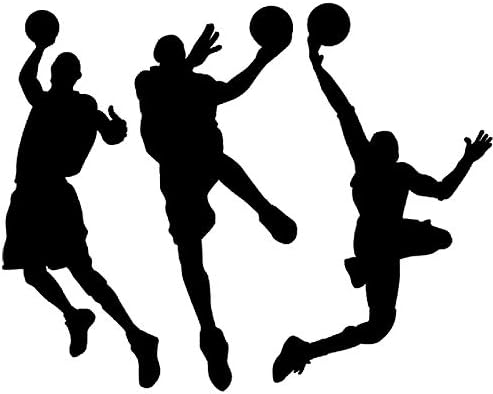 BooDecal САМ Винил Баскетболисти Slam Dunk Силуэтные Стикери За Стени, Стикери за Стаите за Момчета Хол Украса Спални 53 инча x 31 инча (ите)