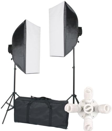 StudioFX Голям Софтбокс за снимки с мощност 2400 W, Комплект непрекъснато осветление за фотография 28 x 20 + Лампа за коса на бум с торба