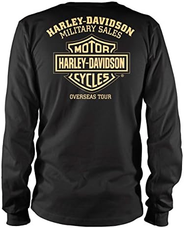 Harley-Davidson Military - Мъжки t-shirt с Патриотичен модел на Черепа с дълъг ръкав - Overseas Tour | Willie G Flag