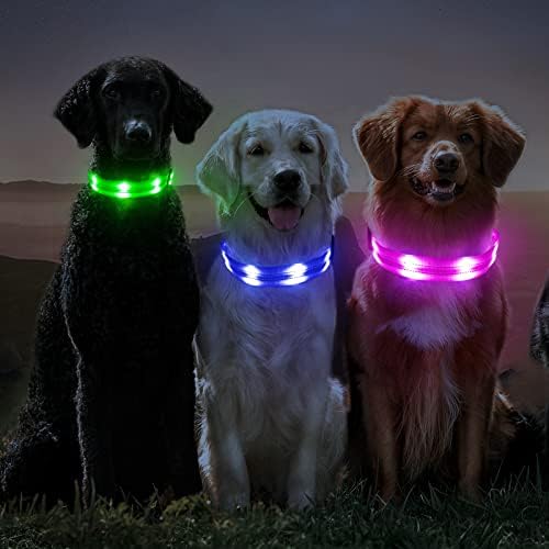 Dolitego Light Up Нашийници за кучета - Отразяваща нашийник за кучета, Светлинен нашийник за Кученца, Регулируем Светлинен нашийник за