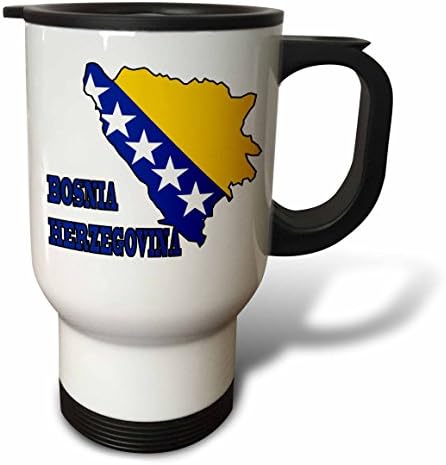 3 Чаша за пътуване Знаме на Босна и Херцеговина, Скреч карта на страната и името на Босна и Херцеговина от неръждаема стомана, 14 грама, Многоцветен