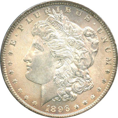 Сребърен долар Морган САЩ 1896 г. - Вдигна Диамант, Без да се прибягва