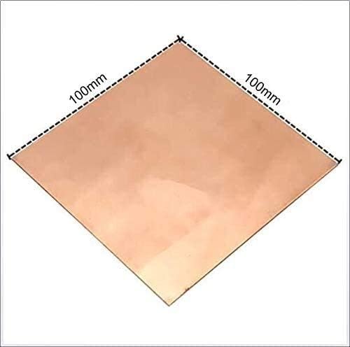 YIWANGO Мед метален лист Фолио табела 2 x 100 x 100 мм Вырезанная Медни метална плоча, Медни листа (Размер: 100 mm x 100 mm x 2 mm)