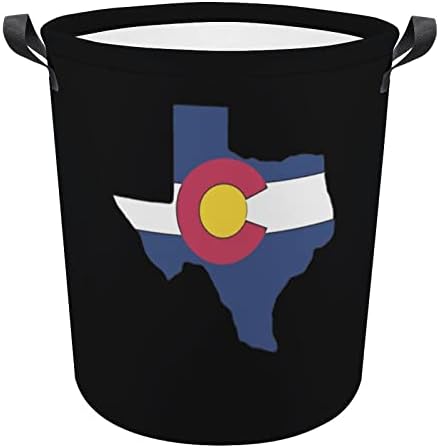 Texas Outline Кошница за дрехи с Флага на щата Колорадо, Сгъваема Кошница за дрехи, Чанта За Съхранение на бельо с Дръжки