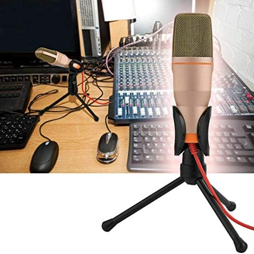 Ръчен микрофон HGVVNM Професионален 3,5 мм Жак Жична Звукова Стереомикрофон със Стойка-статив, за настолен КОМПЮТЪР (Цвят: C)