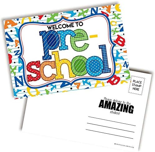 Добре дошли На Празни пощенски картички с алфавитной теми за предучилищна възраст, които учителите могат да изпрати учениците си, Картички