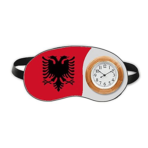 Албания Национален Флаг Европейска Държава Зимен Сън На Очите Главоболие Часовник Пътен Козирка На Кутията
