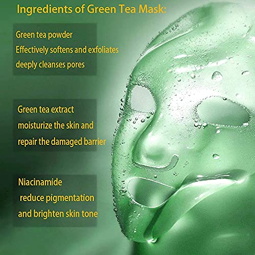 Маска от зелен чай Bupposes за лицето, За премахване на черни точки с екстракт от зелен чай, Дълбоко Почиства порите, Овлажнява, Избелва