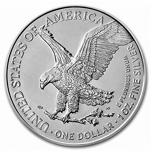 Американски Сребърен орел 2021 г. Тип 2 в Пластмасова кутия за подарък Air Tite и Син цвят с нашия сертификат за автентичност Долар,
