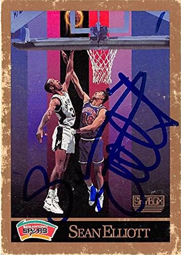 Баскетболно картичка с автограф на Шон Елиът (Сан Антонио Спърс) 1990 Skybox 256 В лошо състояние - Баскетболни карта, без подпис