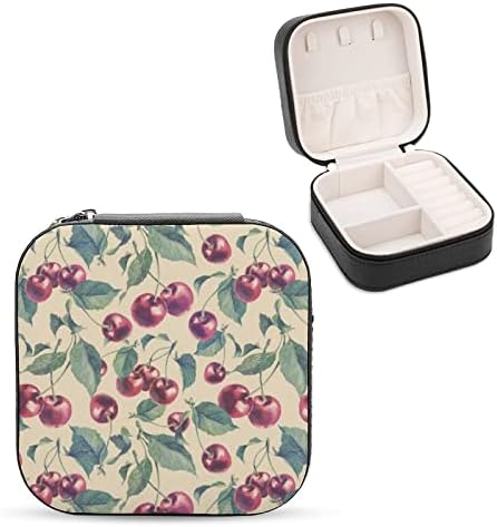 Череша Модел на Кутии За Бижута, Изкуствена Кожа Портативен Дисплей Кутия За Съхранение на Притежателя Мини Торбичка за Подарък Жени