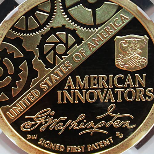 Американската новаторска серия от 2018 г. Джордж Вашингтон, подписано на 1-ви патент монета PF-70 Ultra Cameo (Първите издания) за 1