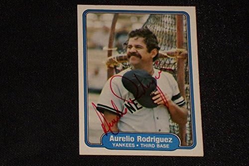 Аурелио Родригес 1982 Fleur Подписа картичка с автограф на 53 Ню Йорк Янкис - Бейзболни картички с автограф
