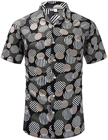 Хавайски Ризи за Мъже, Къс Ръкав, Нормално Кацане, Мъжки Ризи с Цветен Модел, Ежедневни Риза Aloha Копчета, Потници за Мъже