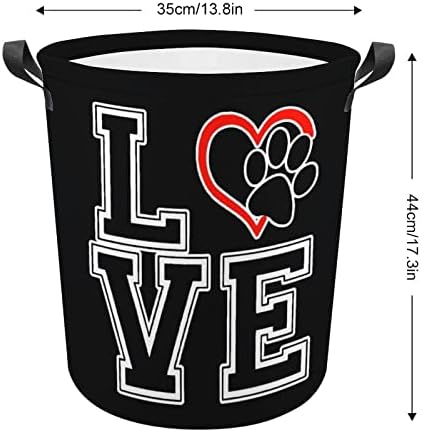Любовен Отпечатък от Лапа във формата на Сърце Кошница за дрехи, Кошница За Дрехи, Чанта За Съхранение на Боклук Кофи Сгъваема Висока