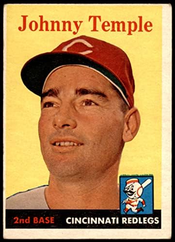 1958 Topps # 205 Джони Темпъл Синсинати Редс (Бейзболна картичка) хубаво червено