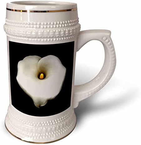 Художествена Кала лилия 3dRose във формата на сърце, Изолирано В черна чаша за стейна на 22 унция (stn_357190_1)