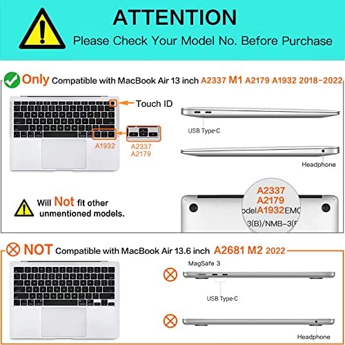 MOSISO е Съвместим с 13-инчов корпус MacBook Air 2018-2020 Rlease A2337 M1 A2179 A1932, пластмасов Твърд калъф и вертикална чанта с джоб