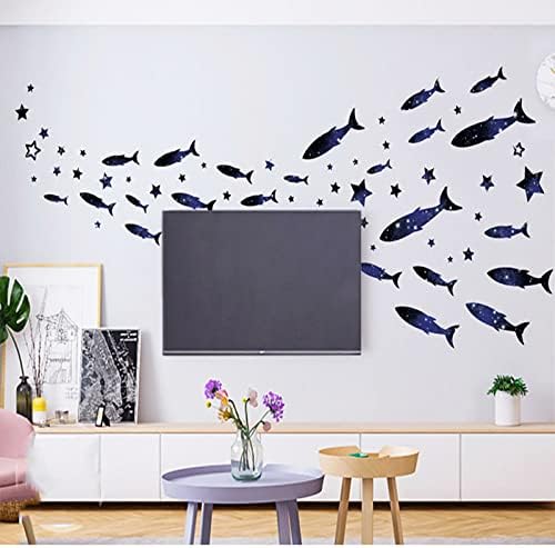 Акварелни Същества Океана / боядисани стени във формата На морски рибки/Подвижна Кора и се залепва с участието на Делфини, монтиран на