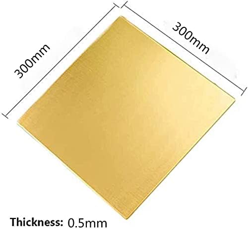 Латунная плоча Латунная лист плоча е По-висока якост, добра еластичност, добра свариваемость (1 бр.) Латунная табела-Метална медна плоча (Размер на: 0.5 mm x 300 mm x 300 mm)