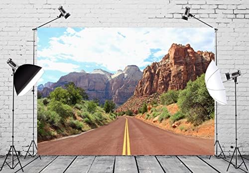 BELECO 7x5ft Плат Каньон Пътят на Планината Фон Аризона Пустынная Път Пейзаж Крайградски Магистрала Синьо Небе Живописен Фон За Снимки