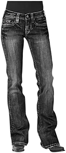 Дамски дънки Големи Размери със средна засаждане и изрези, Класическа Свободна Засаждане, Дънкови Панталони с Прав Штанинами, Удобни Дънкови Панталони