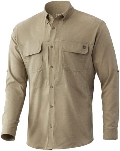 Мъжка риза HUK A1a за Риболов на копчета с дълъг ръкав + 30 UPF