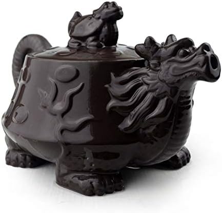 Чайник Китайски Исинский Дракон Костенурка Благоприятен Zisha Gongfu Супени Саксии за Хлабав чай (Черен)
