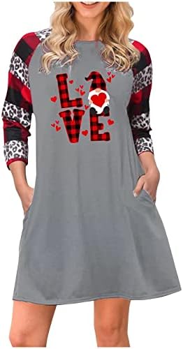 Рокли за жени 2023, Рокля с дълъг Ръкав във формата на Сърце, Цвят Рокля с Графичен Дизайн, Ежедневното Свободно Плажна Рокля-Риза Размер