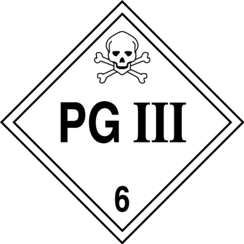 Accuform MPL604CT100 PF-Точков плакат от картон 6-ти клас на опасност, надпис PG III 6 с картина, ширина 10-3/4 инча x дължина 10-3/4 инча, черно на бяло (опаковка по 100 броя)