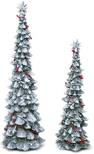 Весели Коледни елхи от смола Transpac, Комплект от 2