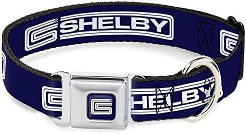 Нашийник Обтегач предпазен Колан Carroll Shelby CS Блок на лого Shelby Racing Тъмно-бял от 11 до 16,5 инча Ширина на 1.0 инча