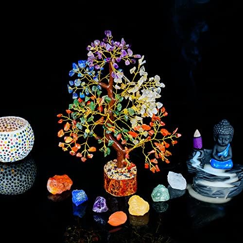 Дърво на Седемте Чакри FASHIONZAADI - Кристали и камъни - Набор от Лечебни камъни и кристали - Комплекти Лечебни камъни - Подаръци Рейки - Натурален скъпоценен камък Дърво ?