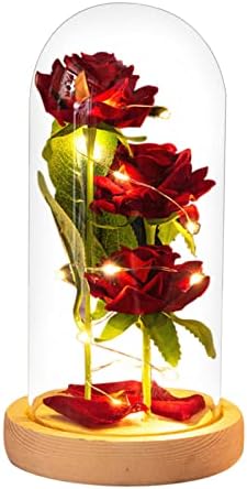 #CNQDXG Подарък за Свети Валентин Led нощна светлина 3 Бижута от Розово Стъкло С Абажуром