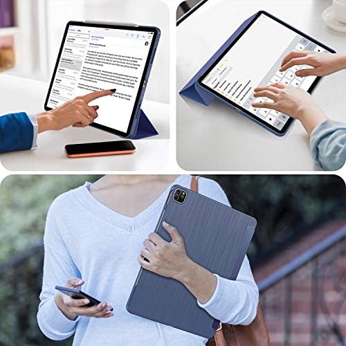 Soke Нов калъф за iPad Pro 12.9 2021 2022 (6-5-то поколение) - [Тънка трехстворчатая поставка + зареждане на Apple Молив на 2-то поколение + автоматично включване / изключване], Защитно