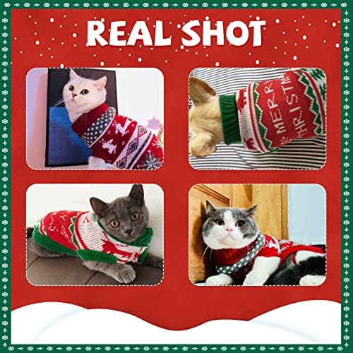 BWOGUE 2 Опаковане на Коледен Пуловер за котки, Коледни Пуловери за кучета, Зимни Трикотажная Дрехи за домашни котки, Топли Дрехи за