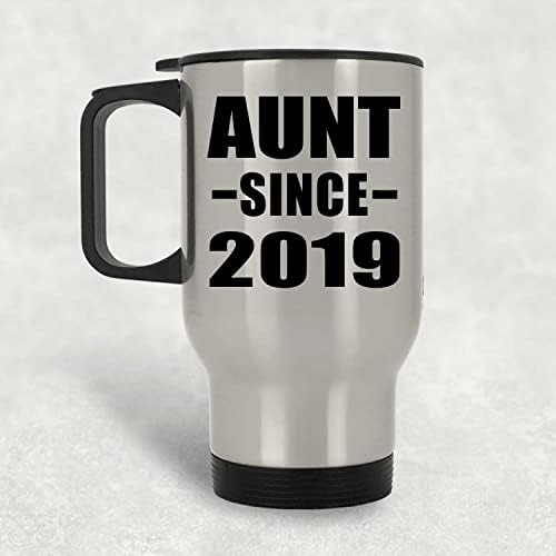 Designsify Aunt С 2019 г., Сребърна Пътна Чаша 14 грама, на Изолиран Чаша от Неръждаема Стомана, Подаръци за Рожден Ден, Годишнина, Коледа,