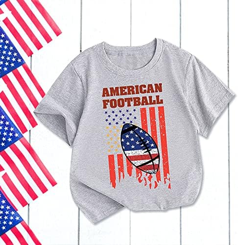 Тениска за деца, Топ за момчета и Момичета, Патриотическая Тениска с принтом на Деня на Независимостта, Памук Къс Топ за деца на 5 години (Сиво-a, 3-4 г.)