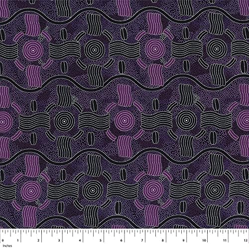 Пурпурен сън за дъжд ~ Памучен плат австралийски аборигени - M & S Textiles