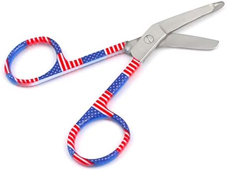 Ножици за бинтове Lister Ножици за медицински сестри с изображение на Знамето на САЩ 3.5 инча (DDP)