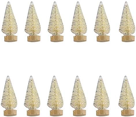 12шт Мини Коледно Дърво Изкуствен Сняг Мразовит Дървета Маса САМ Занаят Бор Сезал Дървета за Декорация на Плота Бял