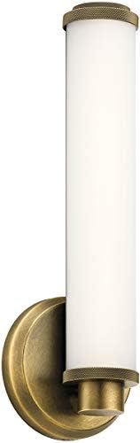 Kichler Indeco 14,5 Led Линеен лампа за тоалетна маса с Матирано Травленым Бяло Стъкло от Естествена Месинг