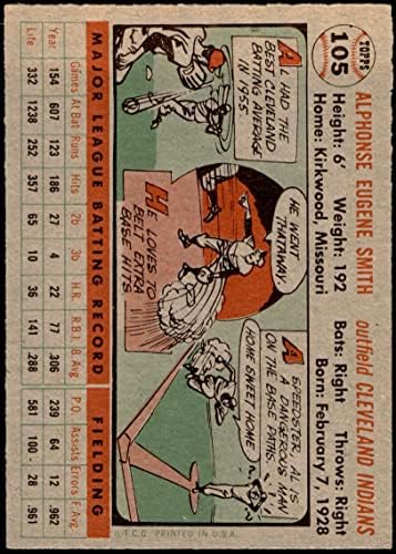 1956 Topps 105 Грил Смит Кливланд Индианс (Бейзболна картичка) (Сив облегалка) Карта декан на 5 - БИВШ Индианс Университет Брадли