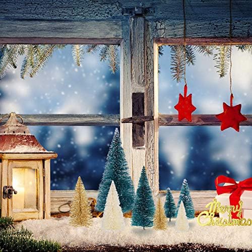 Изкуствени Мат Мини Коледни Елхи от Сизал, Бутилирани Елхи с дървена основа, Занаяти собствените си ръце, за Коледа Домашен интериор