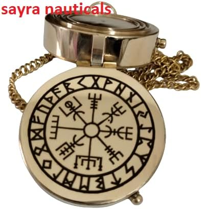 Месинг компас SAYRA NAUTICALSS Viking в кожен калъф | Месинг компас с Персонализиран надпис.