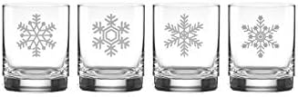 Чаши за уиски Lenox Tuscany Classics Cylinder DOF с гравиран във формата на Снежинки /Комплект от 4 чаши с гравирани под формата на кристални