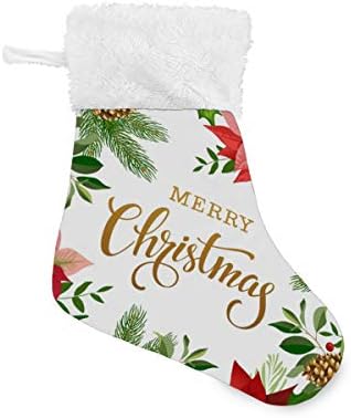 Коледни Чорапи ALAZA с Цвете коледна звезда, Класически Персонализирани Малки Декорации за Отглеждане за Семейни празници, Определени