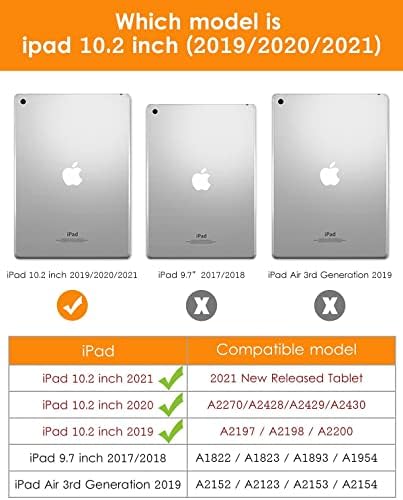 Калъф за iPad 9th / 8th / 7th поколение 10.2, лека Мека делото от TPU за iPad 10.2 инча (2021/2020/2019) с предпазно фолио от закалено стъкло и рамка за изравняване на екрана, тъмно лилаво